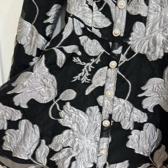 ASOS Black and Silver Floral Mini Dress - Picture 2 of 5